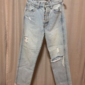 REVICE Blue Straight Leg Jeans Distressed Vintage Look